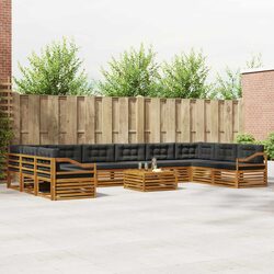 11-Piece Modular Outdoor Sofa Set in Solid Acacia Wood
