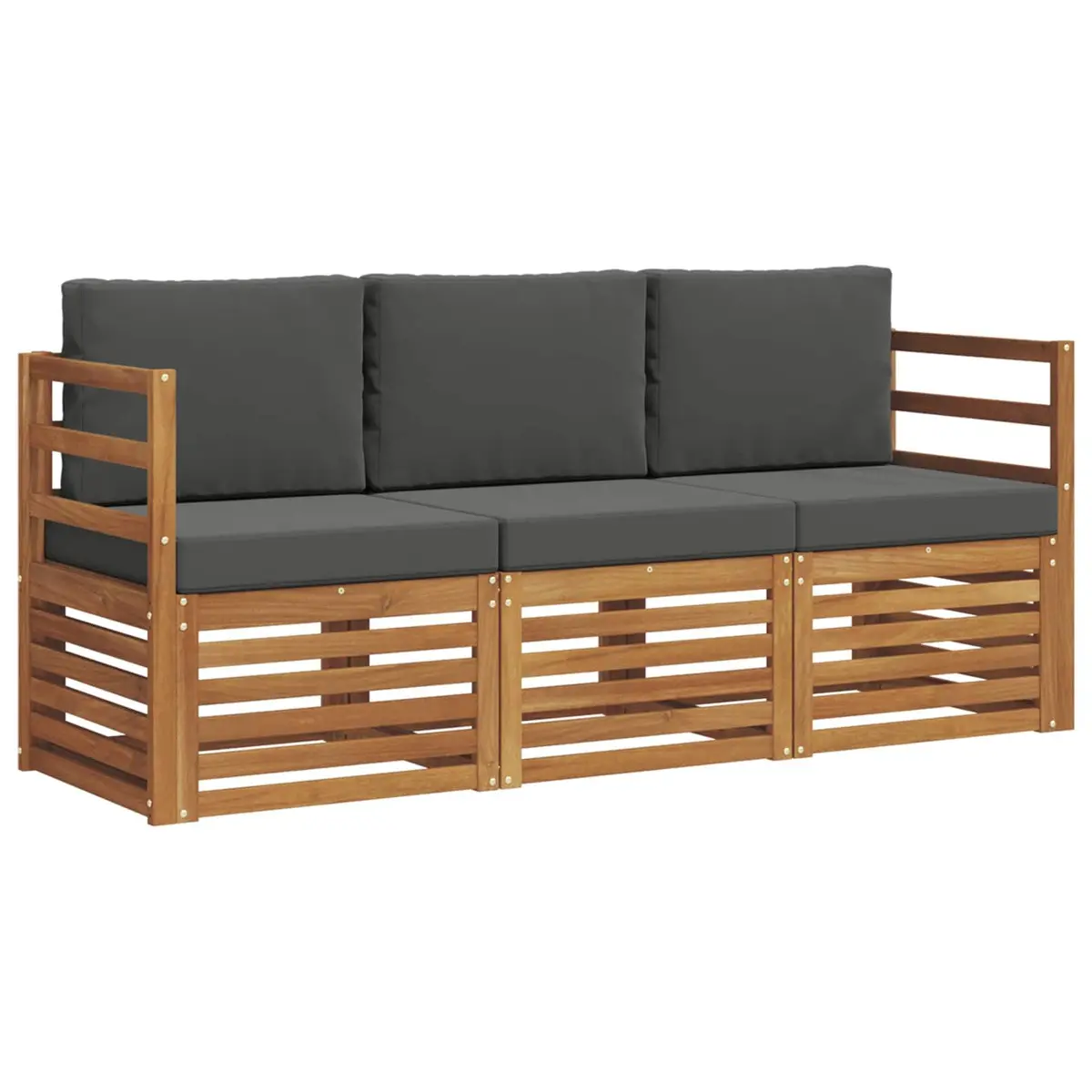 Outdoor Sectional Sofa Set 3 pcs Acacia Wood