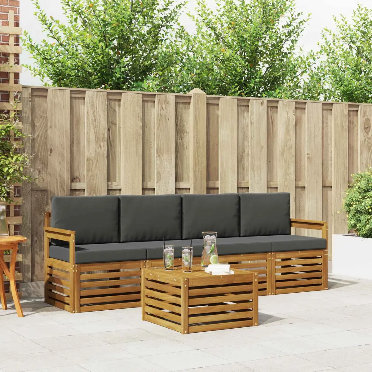 5-Piece Garden Sofa Set with Solid Acacia Wood