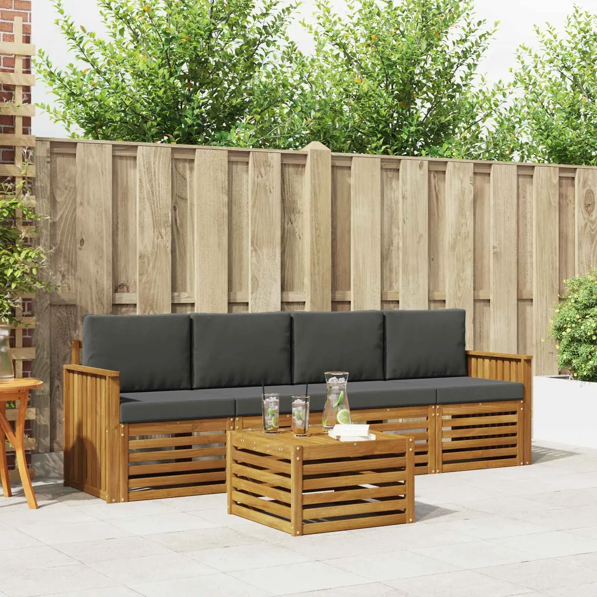 5-Piece Outdoor Sofa Set in Natural Anthracite
