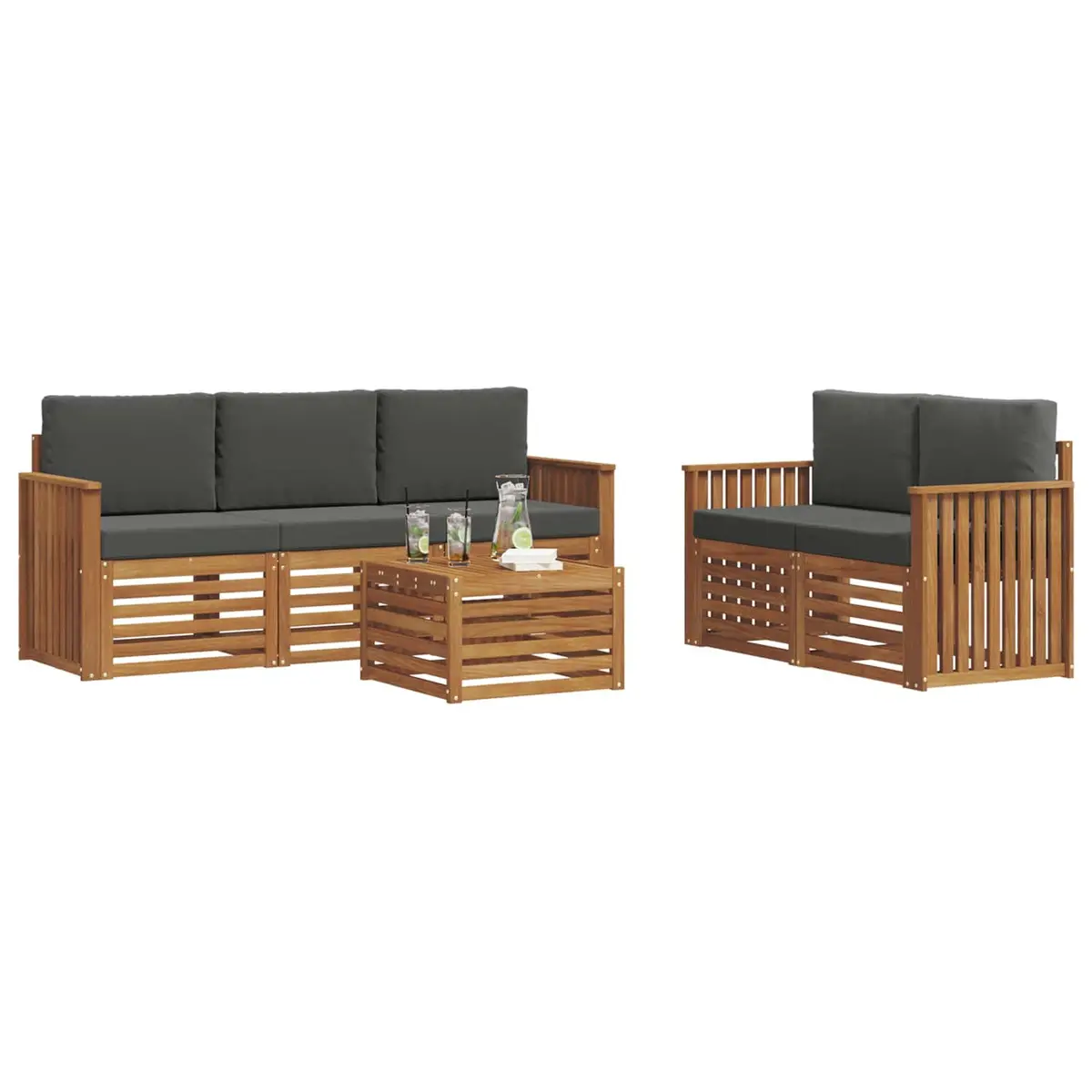 6-Piece Outdoor Sofa Set in Anthracite Acacia Wood