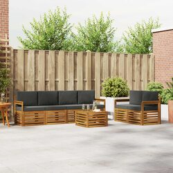 7-Piece Outdoor Sofa Set in Natural Anthracite Wood