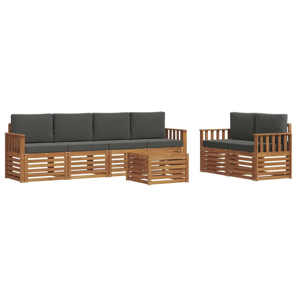 Outdoor Sofa Set Solid Acacia Wood 7 Piece Natural Anthracite