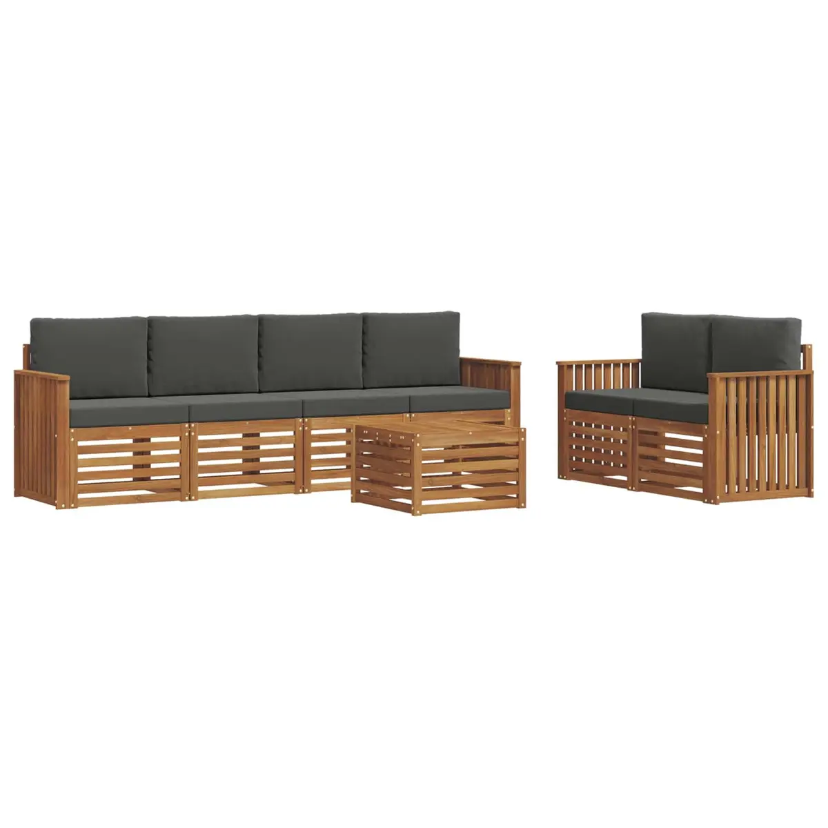 Outdoor Sofa Set Solid Acacia Wood 7 Piece Natural Anthracite