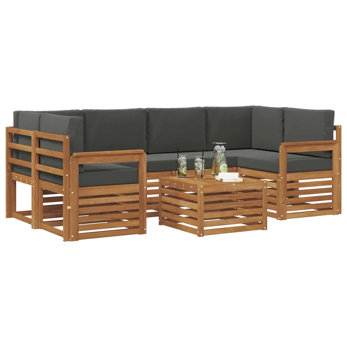 7-Piece Outdoor Sofa Set with Solid Acacia Wood