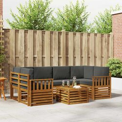 7 Piece Modular Outdoor Sofa Set in Natural Anthracite