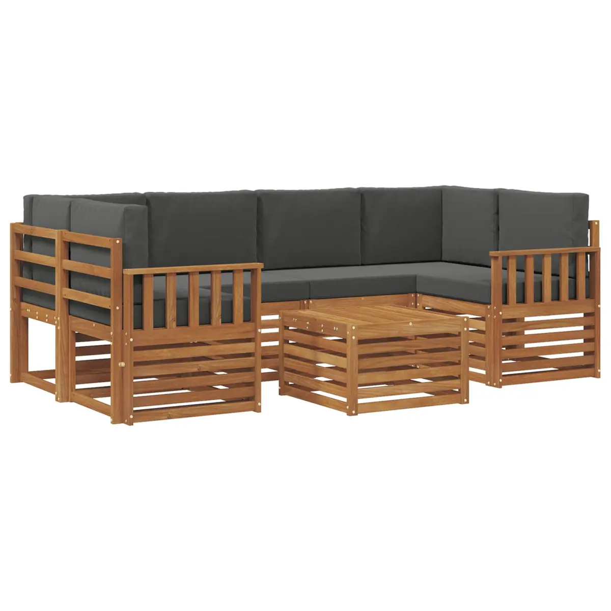7 Piece Modular Outdoor Sofa Set in Natural Anthracite