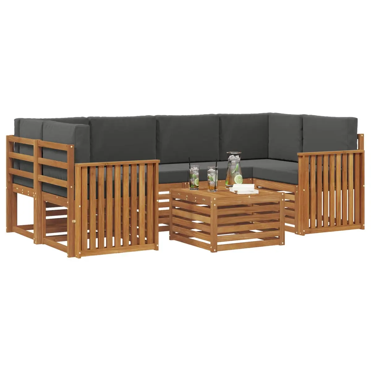 7-Piece Outdoor Sofa Set in Natural Anthracite