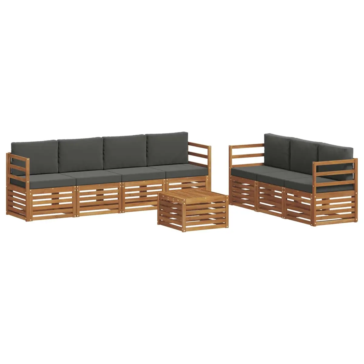 Outdoor Sofa Set Solid Acacia Wood 8 Piece Natural Anthracite