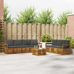 Stylish 8-Piece Outdoor Sofa Set in Natural Wood