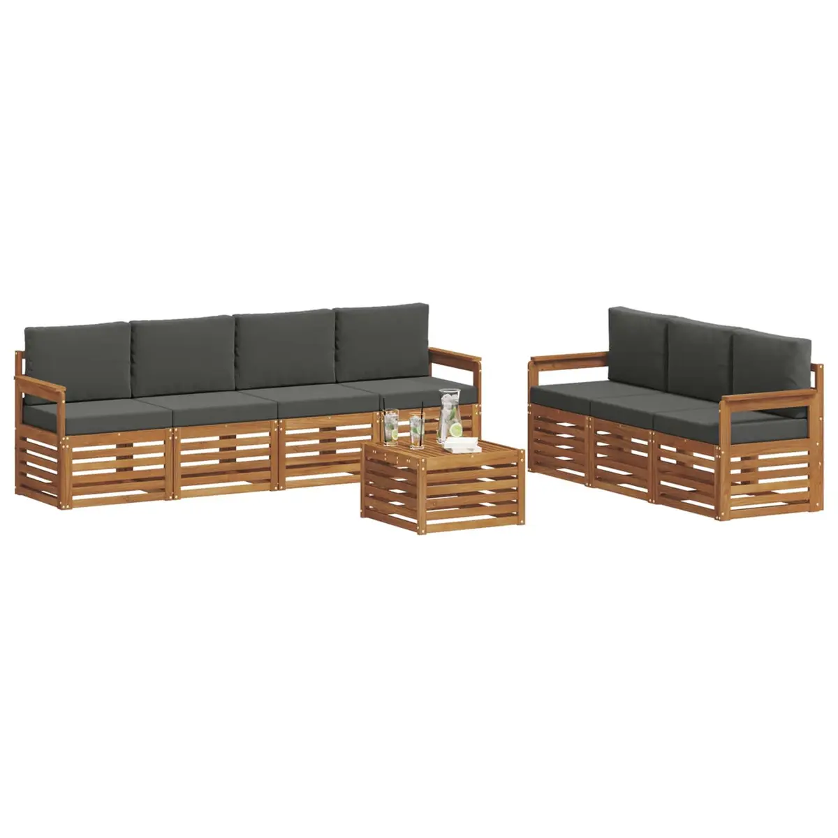 8-Piece Outdoor Sofa Set in Natural Wood