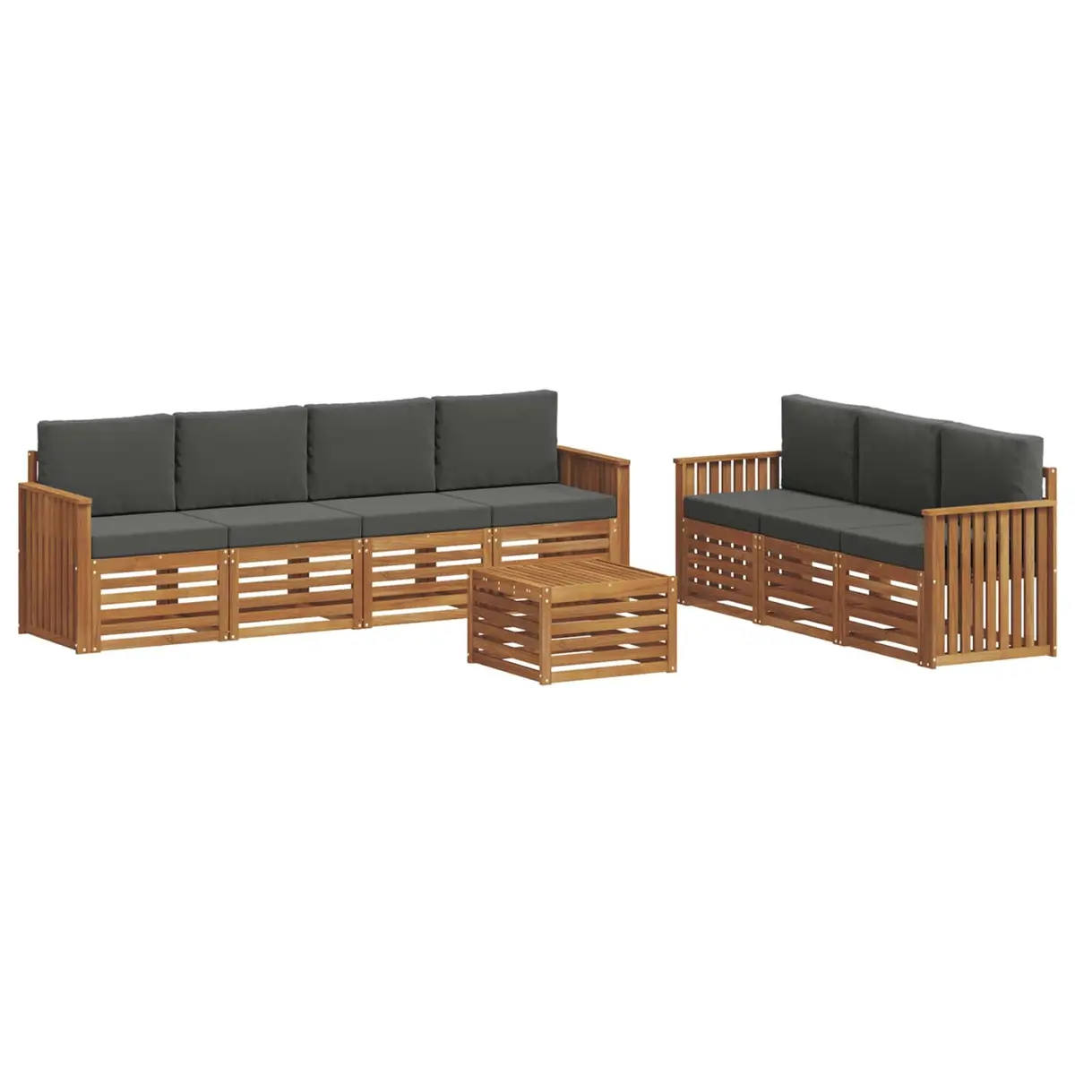 Outdoor Sofa Set 8 Pieces Garden Furniture Natural Anthracite Wood Modular