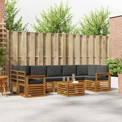 8 Piece Modular Outdoor Sofa Set Natural Anthracite Wood