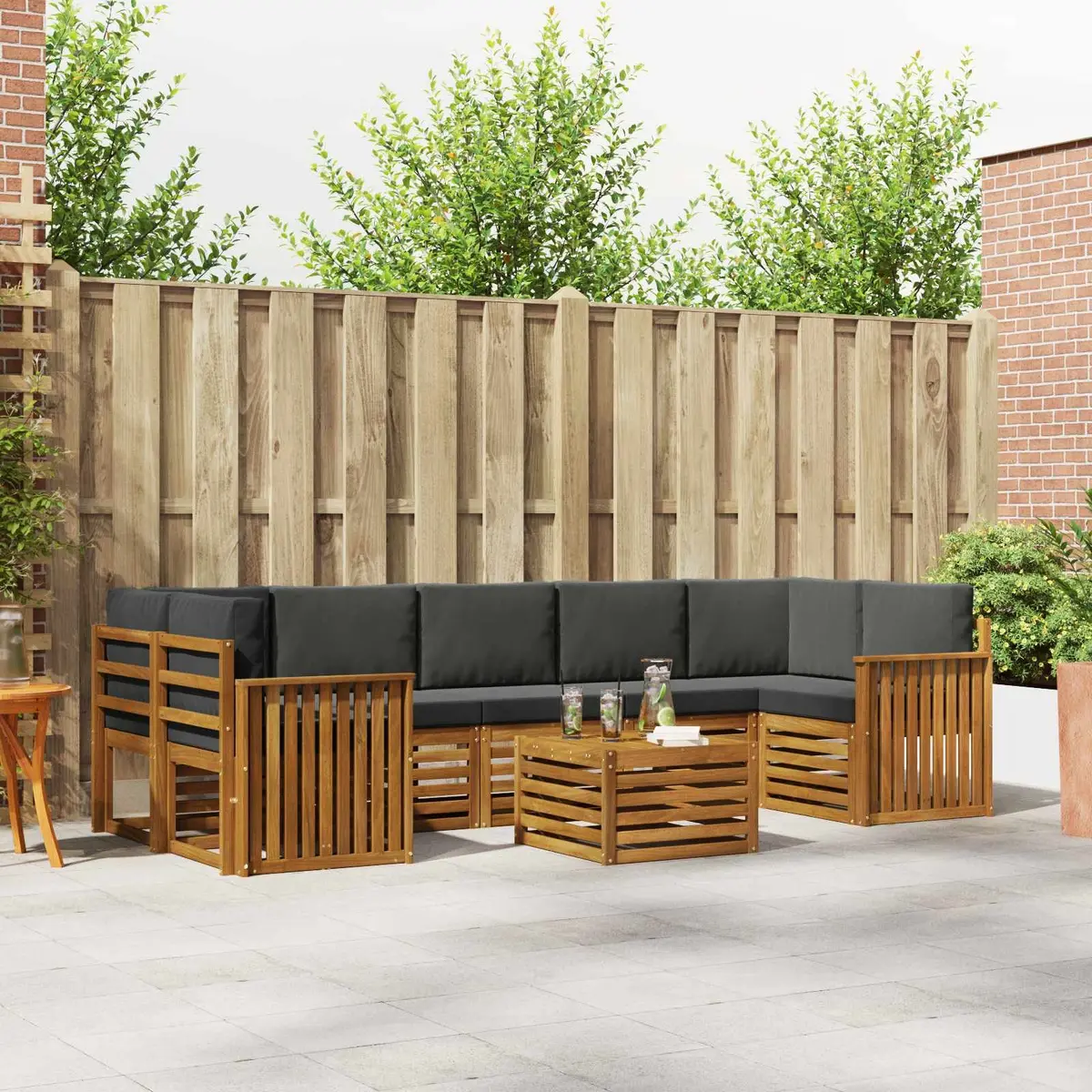 8-Piece Outdoor Sofa Set with Solid Acacia Wood