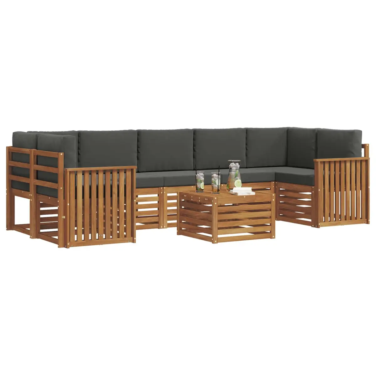8-Piece Outdoor Sofa Set with Solid Acacia Wood