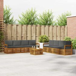 9-Piece Outdoor Sofa Set with Solid Acacia Wood Construction