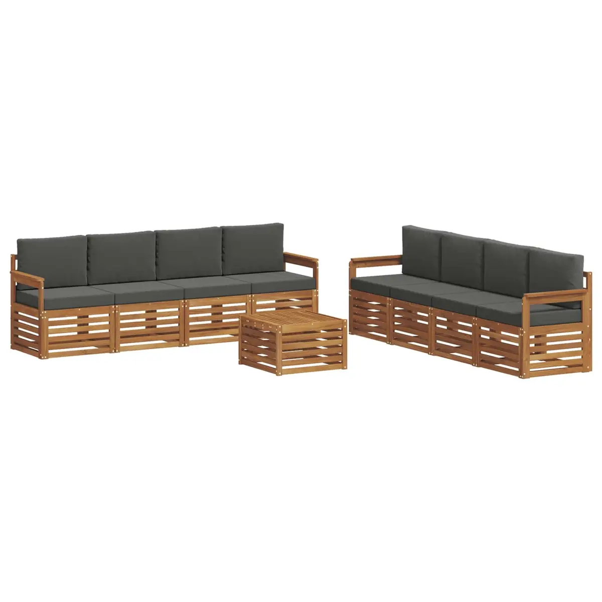 9-Piece Outdoor Sofa Set with Solid Acacia Wood Construction