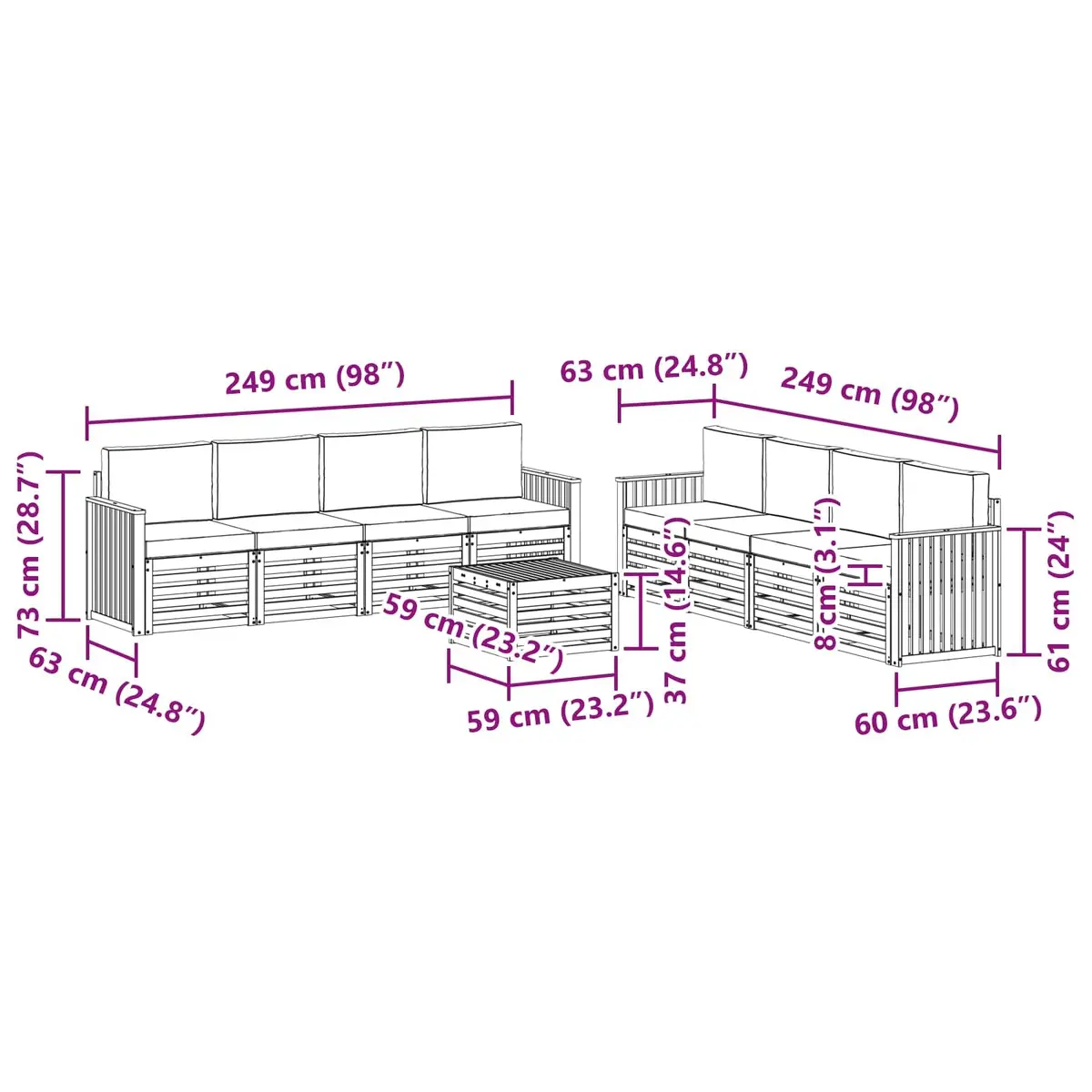 9-Piece Modular Lounge Set for Outdoor Relaxation