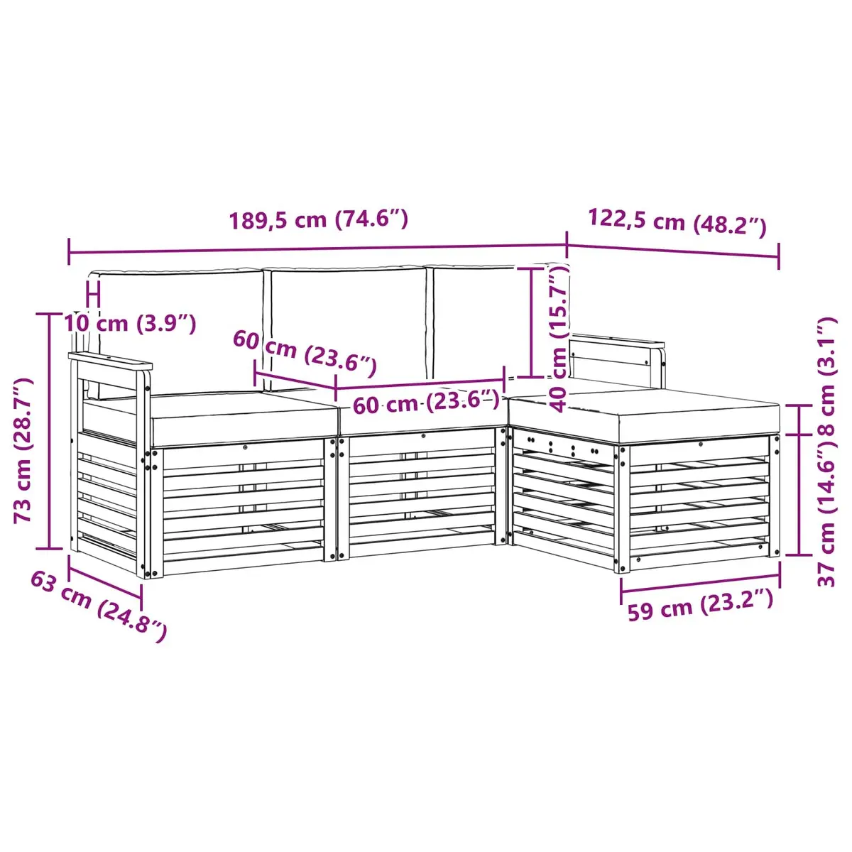 4-Piece Outdoor Sofa Set for Patios