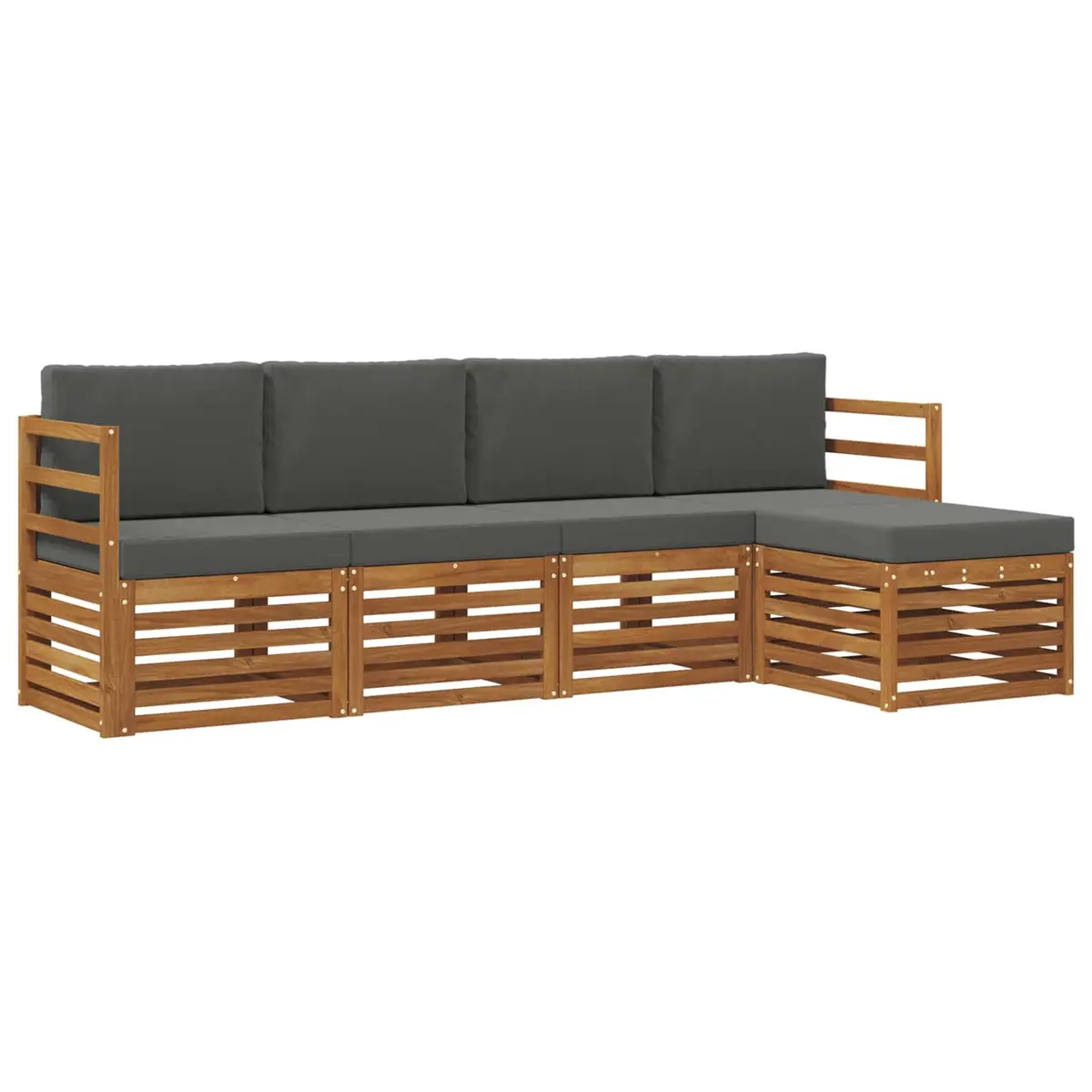 5-Piece Modular Outdoor Sofa Set with Acacia Wood