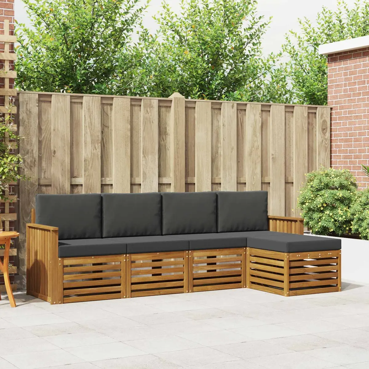5 pcs Outdoor Sectional Sofa Set in Natural Anthracite