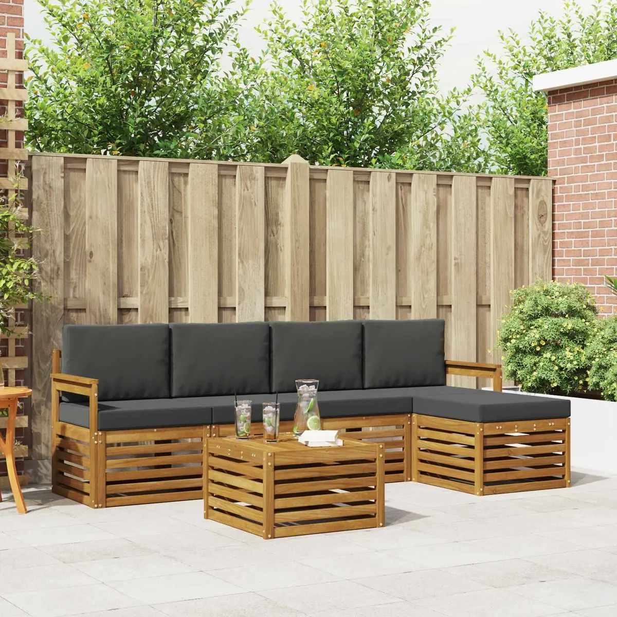 6-Piece Modular Outdoor Sofa Set with Cushions