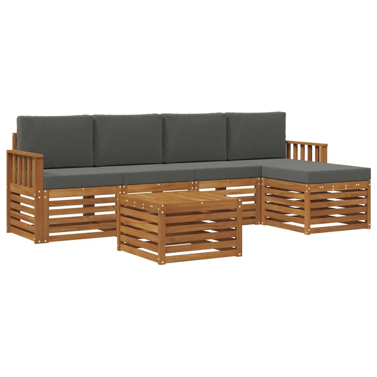 6 Piece Acacia Wood Outdoor Sofa Set