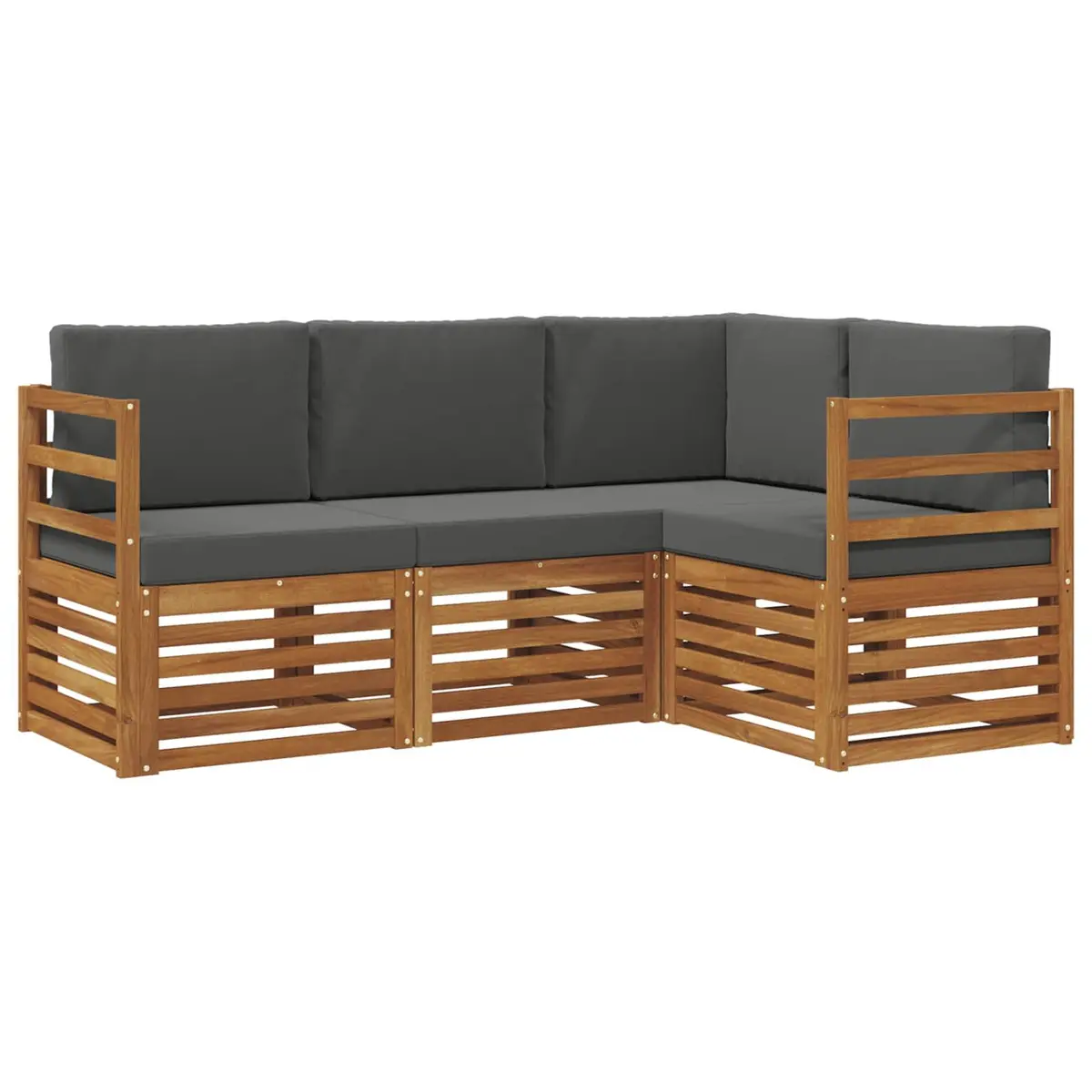 Outdoor Sofa Set Solid Acacia Wood 4 Pieces Natural Anthracite Modern