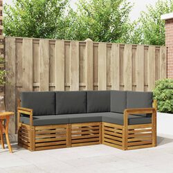 Sturdy Outdoor Sofa Set 4 Pieces Natural Anthracite Wood