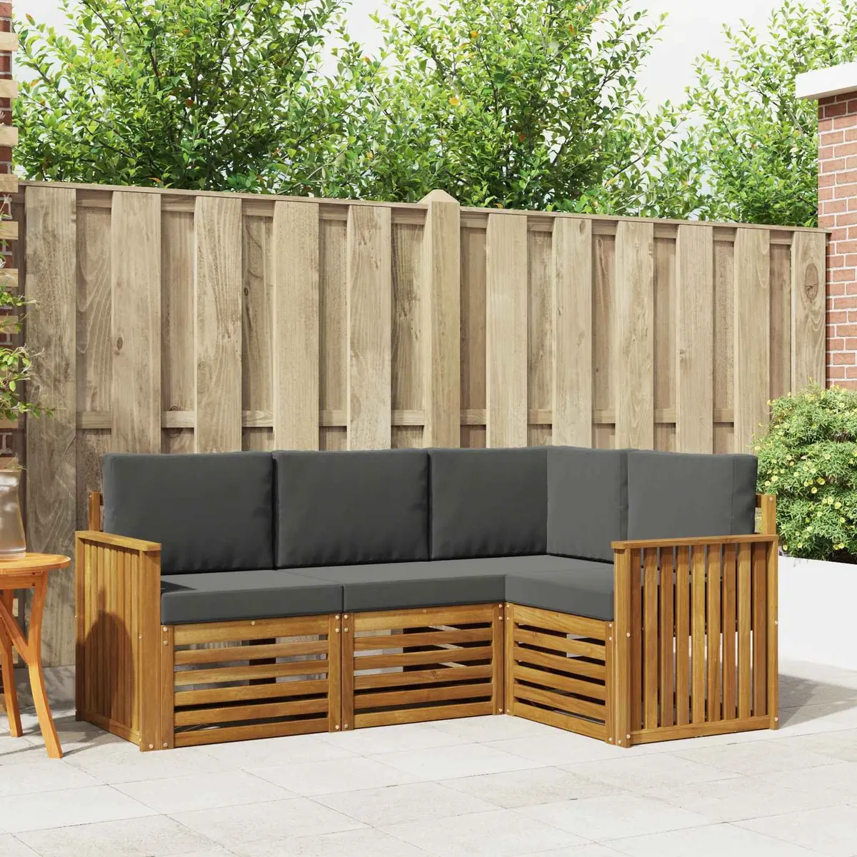 4-Piece Outdoor Sofa Set in Natural Anthracite Acacia