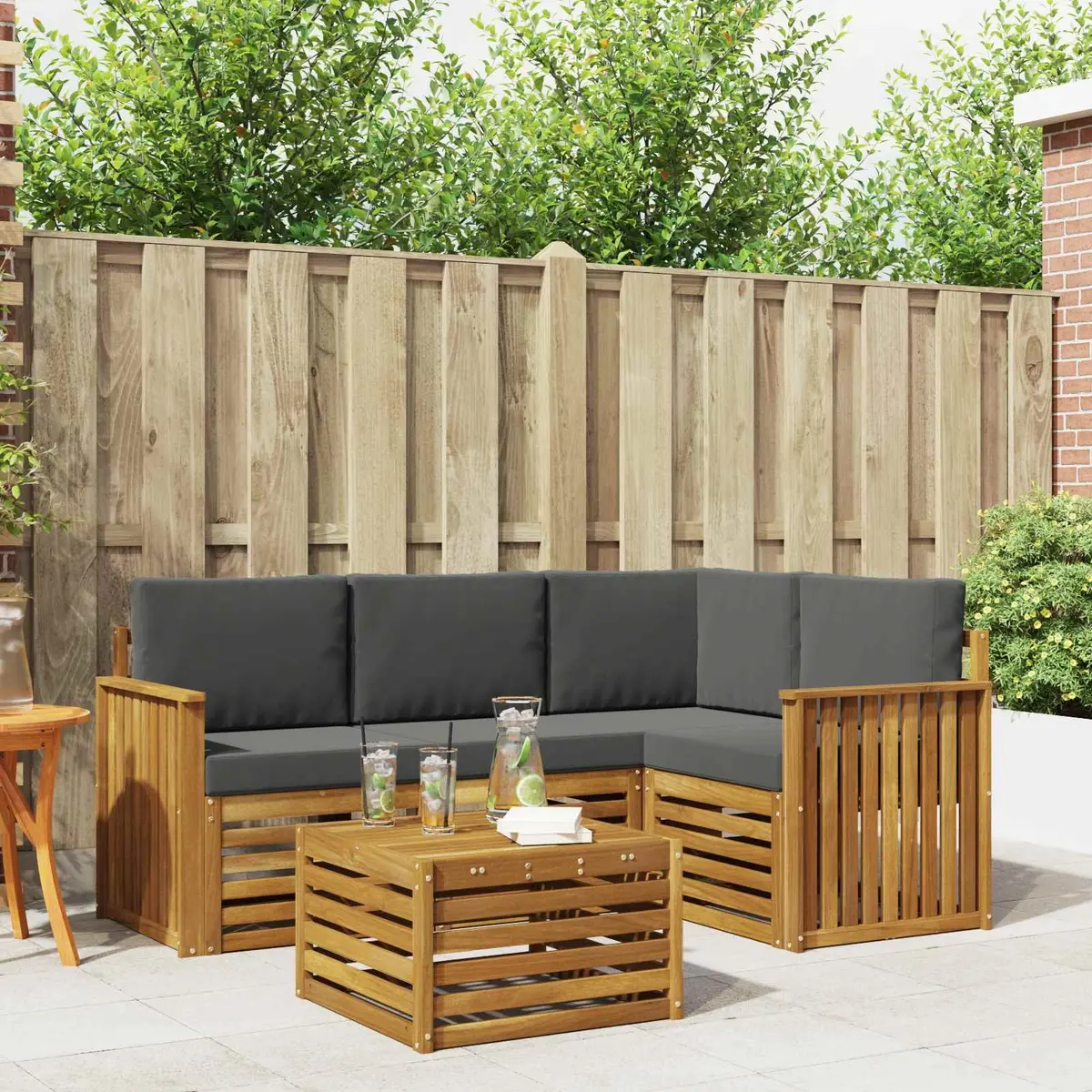 5-Piece Modular Outdoor Sectional Sofa Set with Cushions