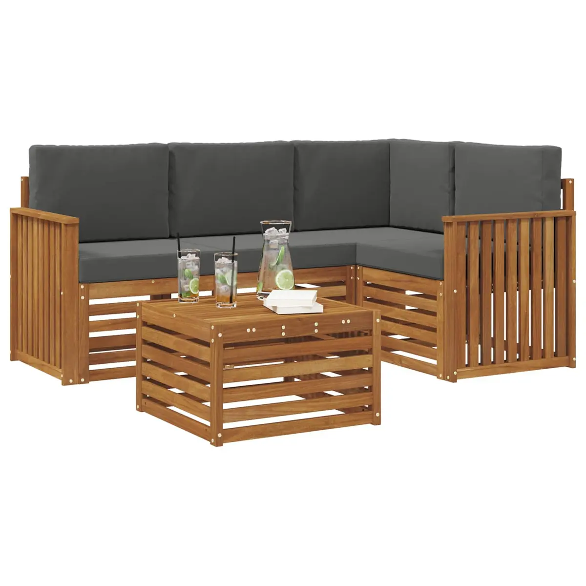 5-Piece Modular Outdoor Sectional Sofa Set with Cushions