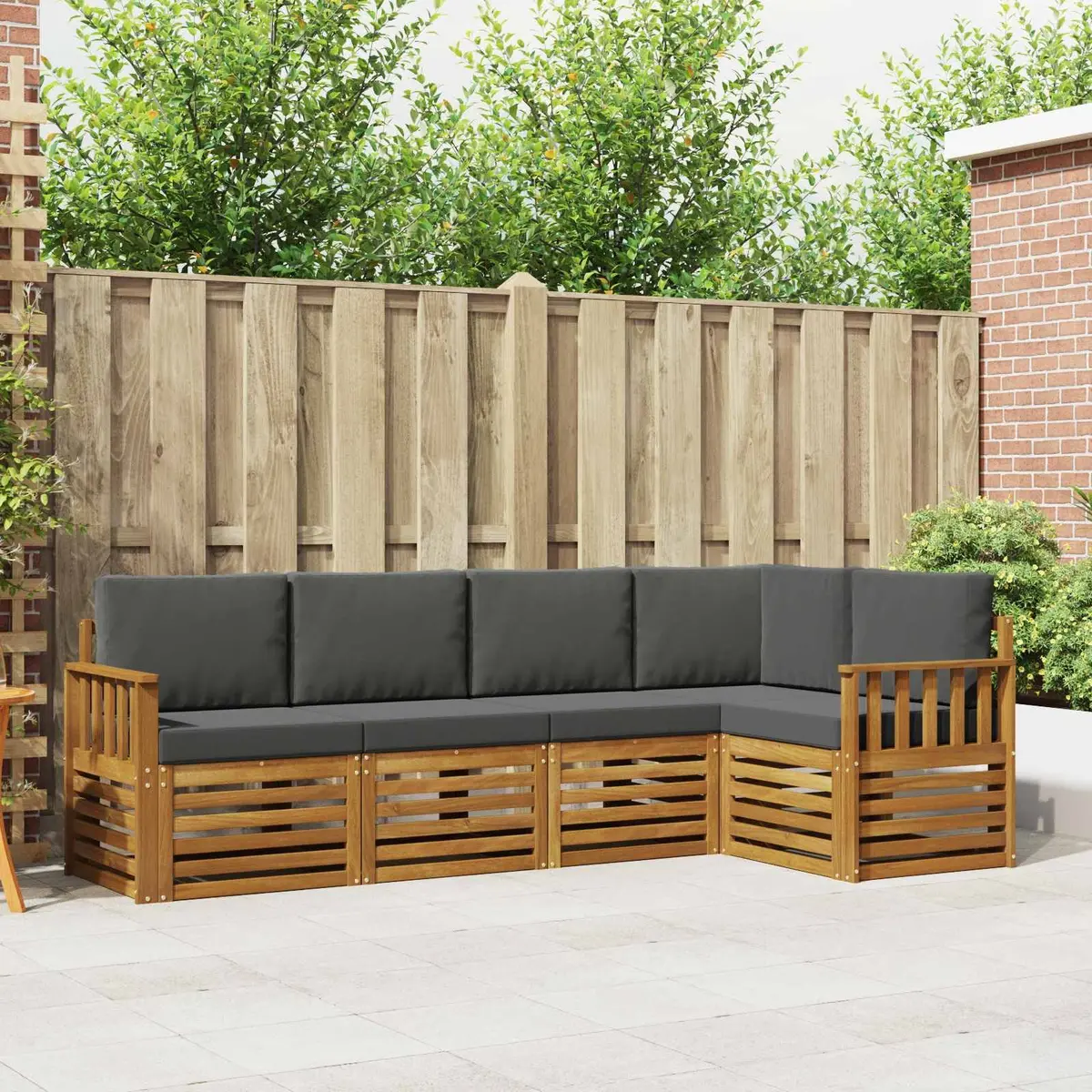 5-Piece Outdoor Sectional Sofa Set in Natural Anthracite
