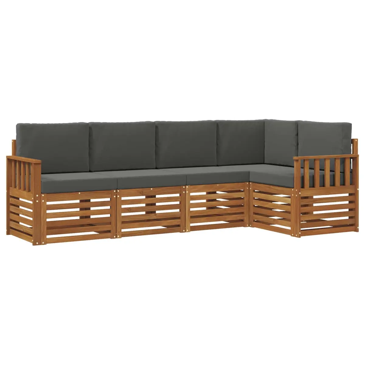 5-Piece Outdoor Sectional Sofa Set in Natural Anthracite