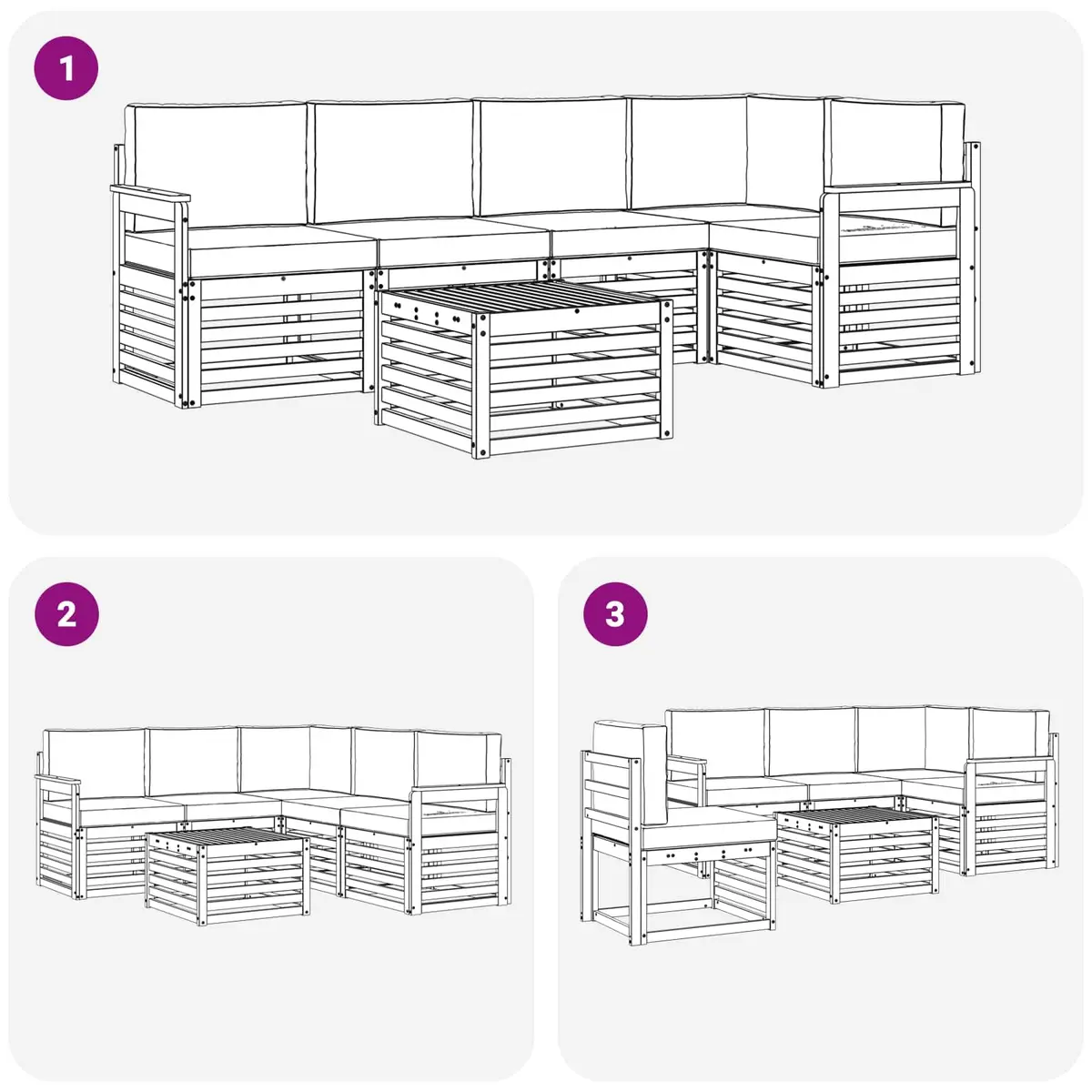 Modular Outdoor Sectional Sofa Set 6 pcs