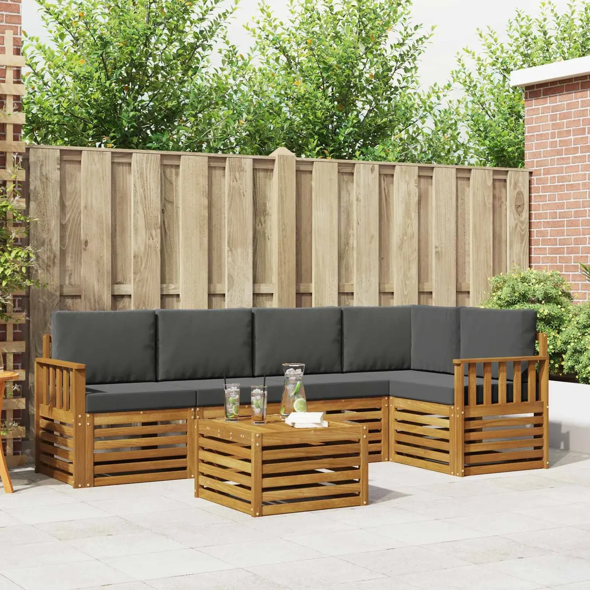 6 Piece Outdoor Sectional Sofa Set for Gardens