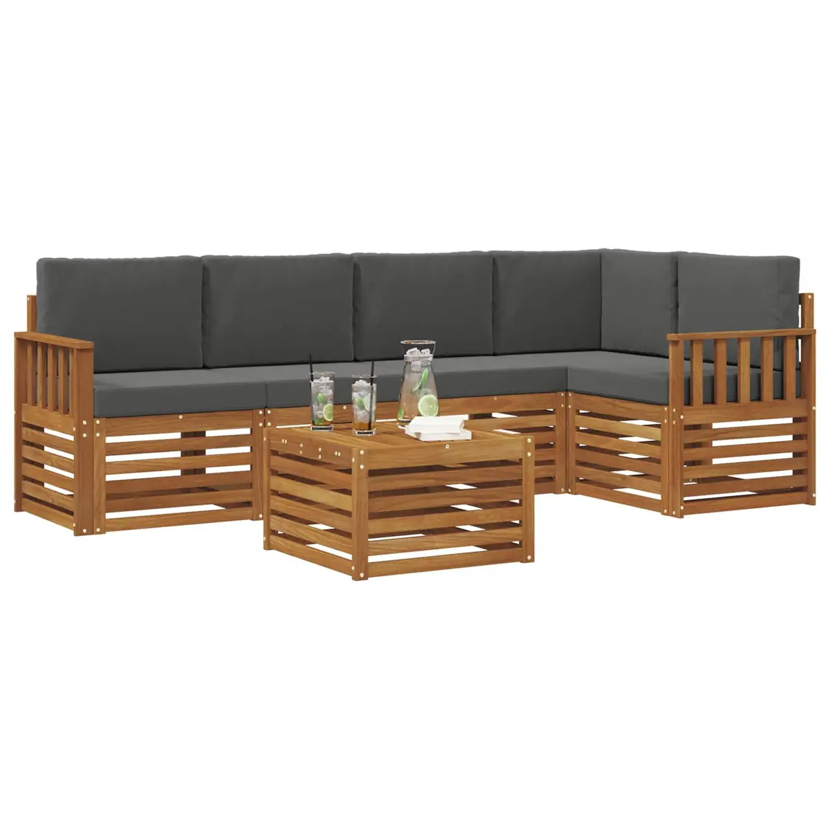 6 Piece Outdoor Sectional Sofa Set for Gardens