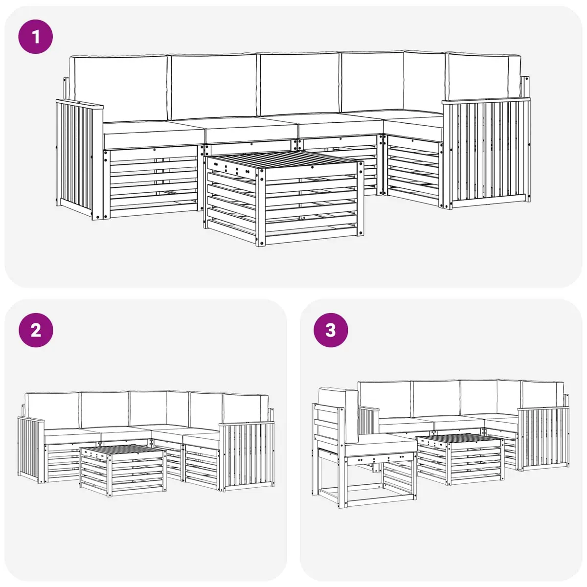 Modular Sectional Sofa Set 6pc for Outdoor Relaxation