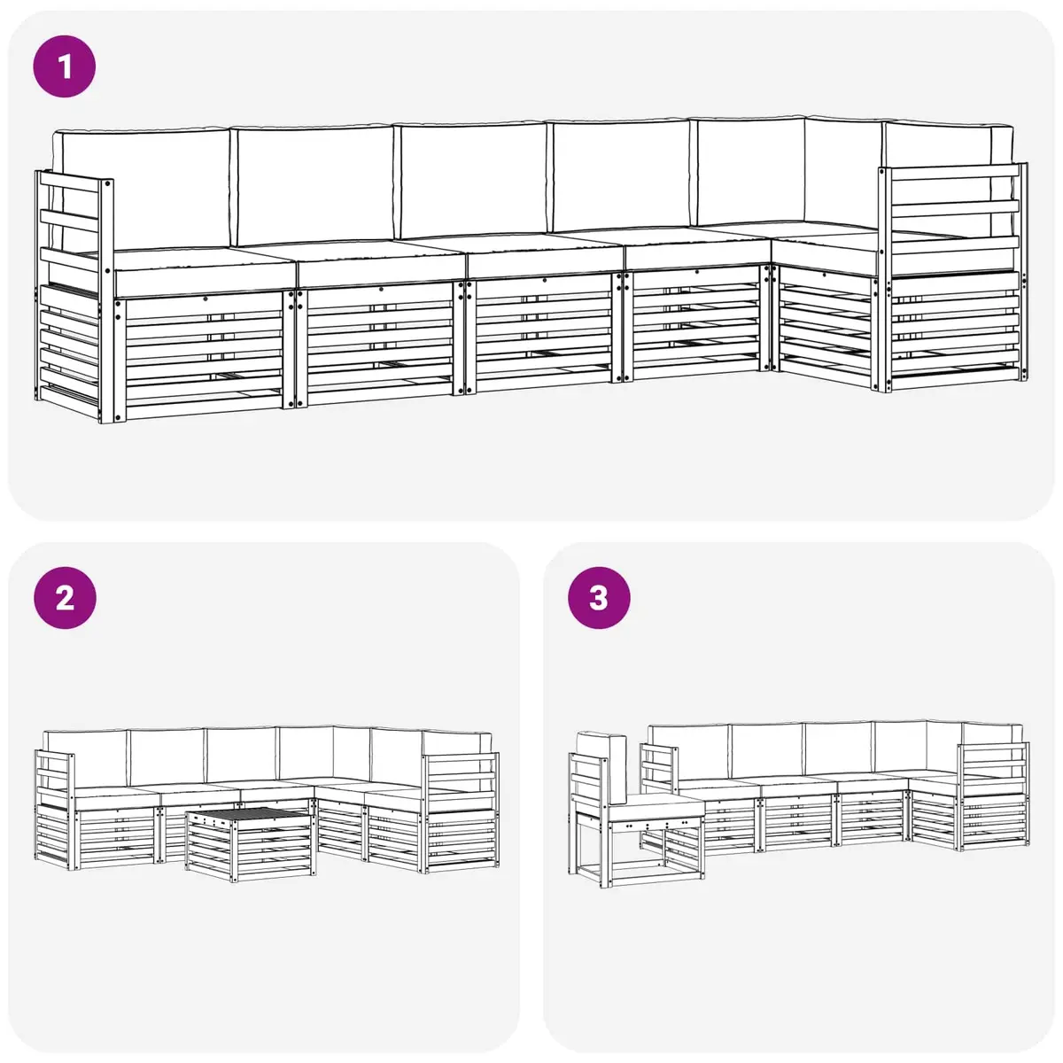6-Piece Modular Sectional Sofa Set for Outdoors