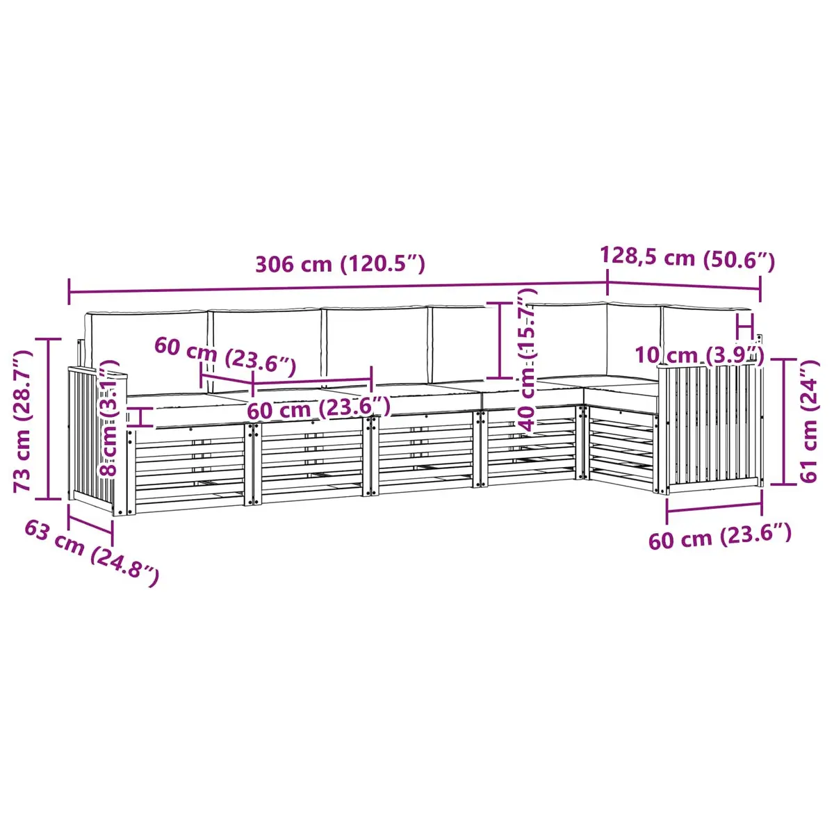 6-Piece Sectional Sofa Set for Outdoor Spaces