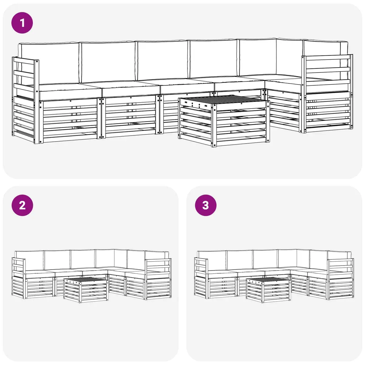7 Piece Outdoor Modular Sectional Sofa Set