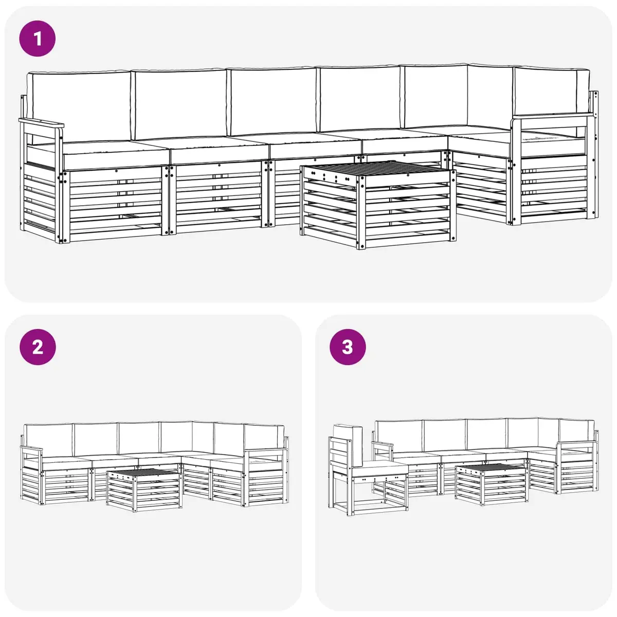 7-Piece Outdoor Sectional Sofa Set for Patios