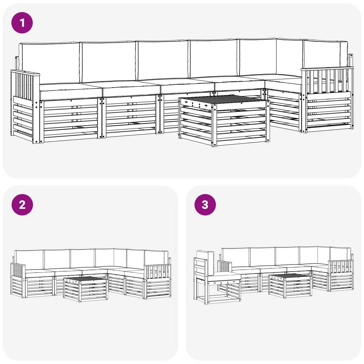 7 Piece Outdoor Sectional Sofa Set for Patios