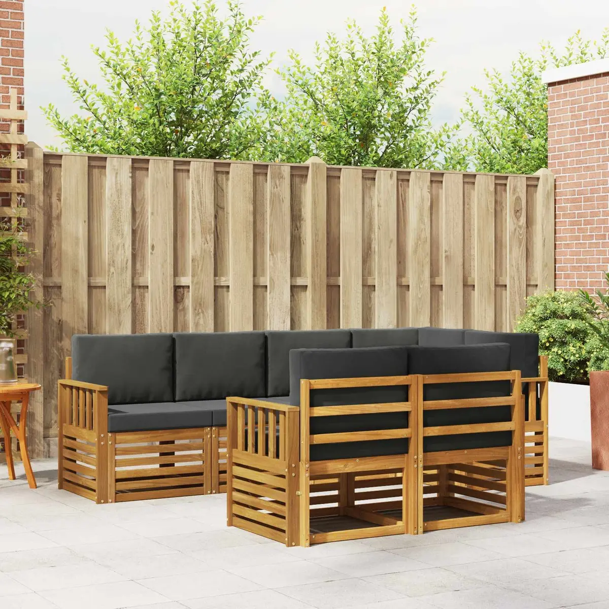 7-Piece Modular Outdoor Sectional Sofa Set in Natural Anthracite