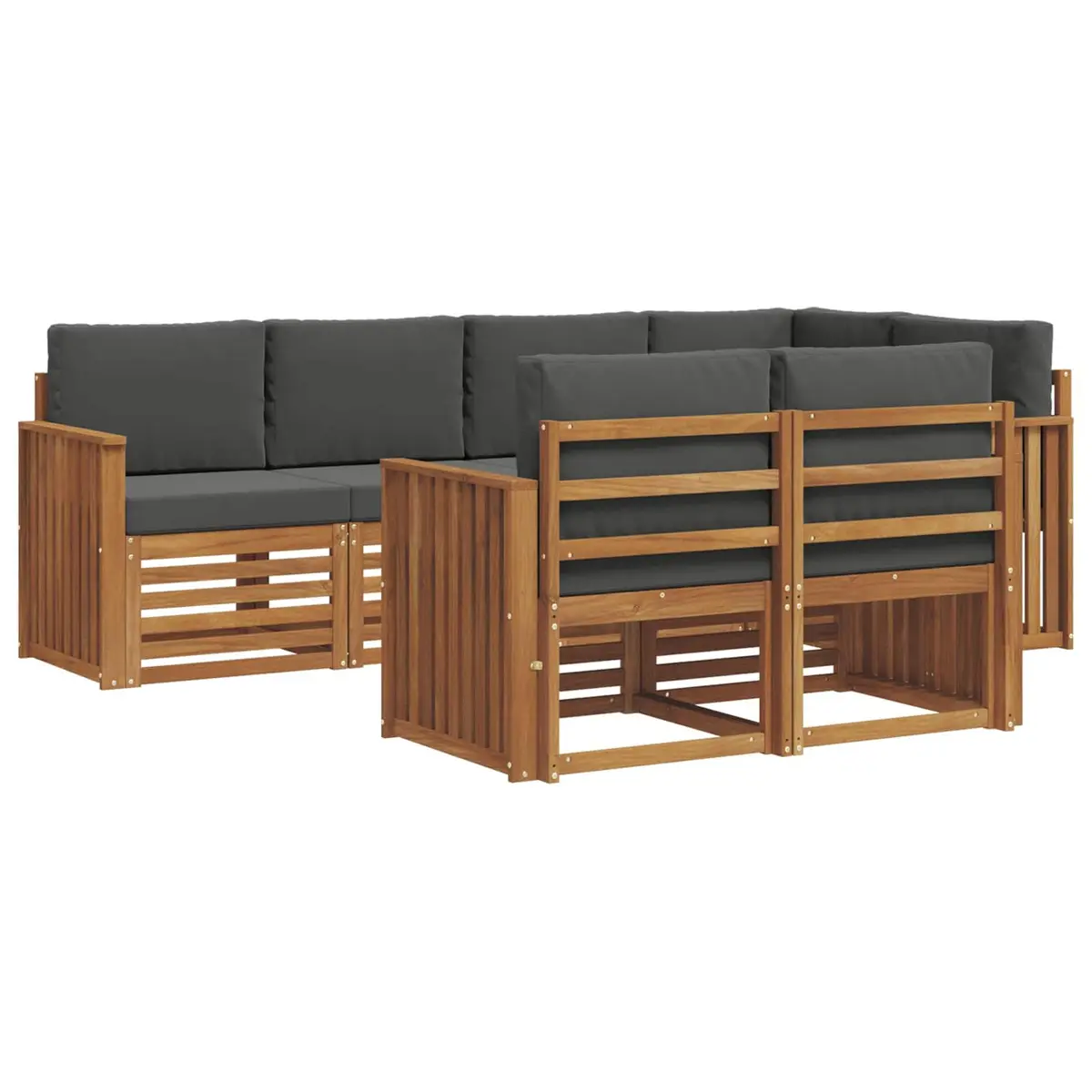 7-Piece Outdoor Sectional Sofa Set in Natural Anthracite