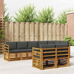 8-Piece Modular Outdoor Sofa Set in Natural Acacia Wood