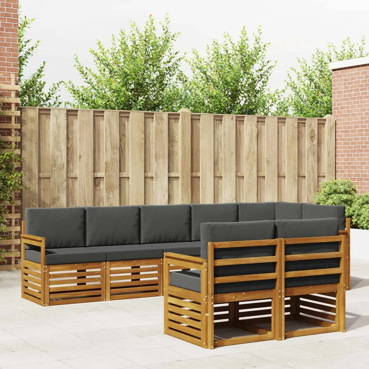 8-Piece Modular Garden Sofa Set in Natural Acacia