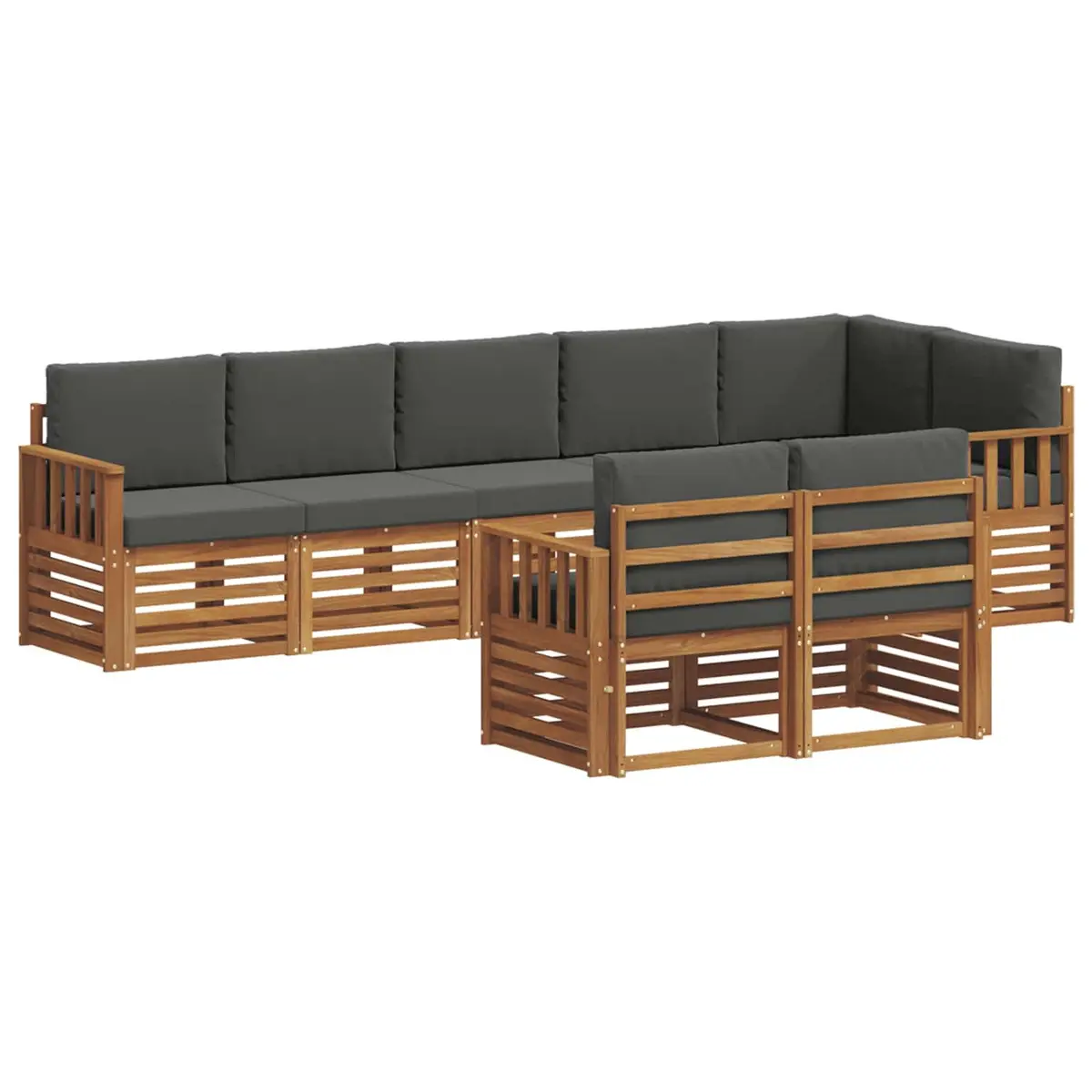 Outdoor Sofa Set Solid Acacia Wood Modular 8 Pieces Natural Anthracite