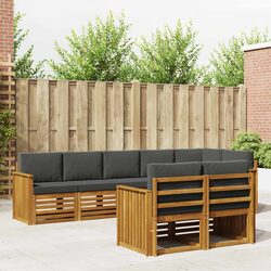 8-Piece Natural Anthracite Solid Wood Outdoor Sofa Set