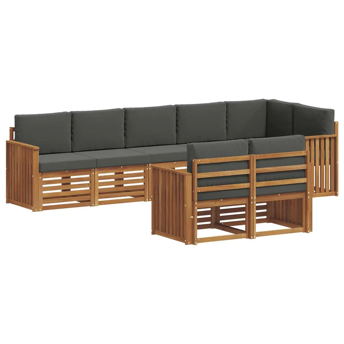 Outdoor Sofa Set Solid Acacia Wood 8 Piece Natural Anthracite Modular Garden Furniture